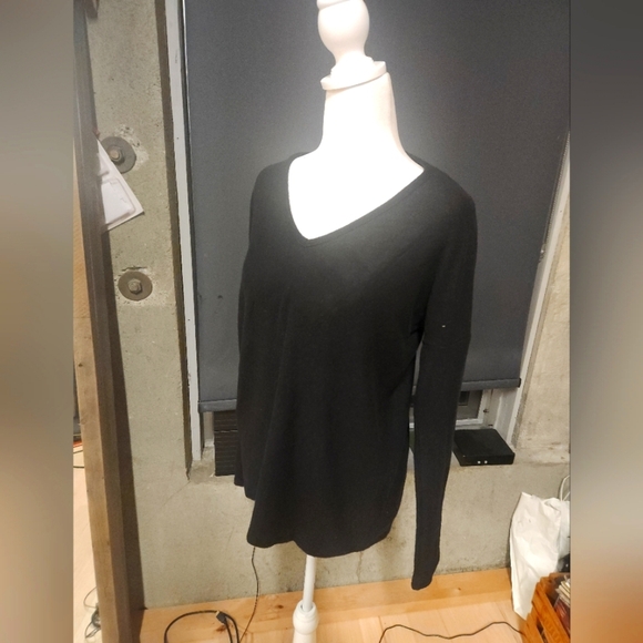 NEW Project Social T Light Weight Ling Sleeve Black V Neck Shirt Small - Picture 3 of 4